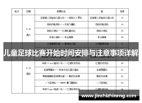 儿童足球比赛开始时间安排与注意事项详解